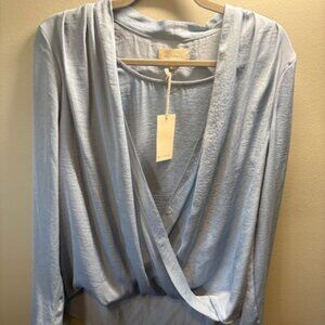 Nordstrom Melloday Light Blue Wrap Blouse -- L